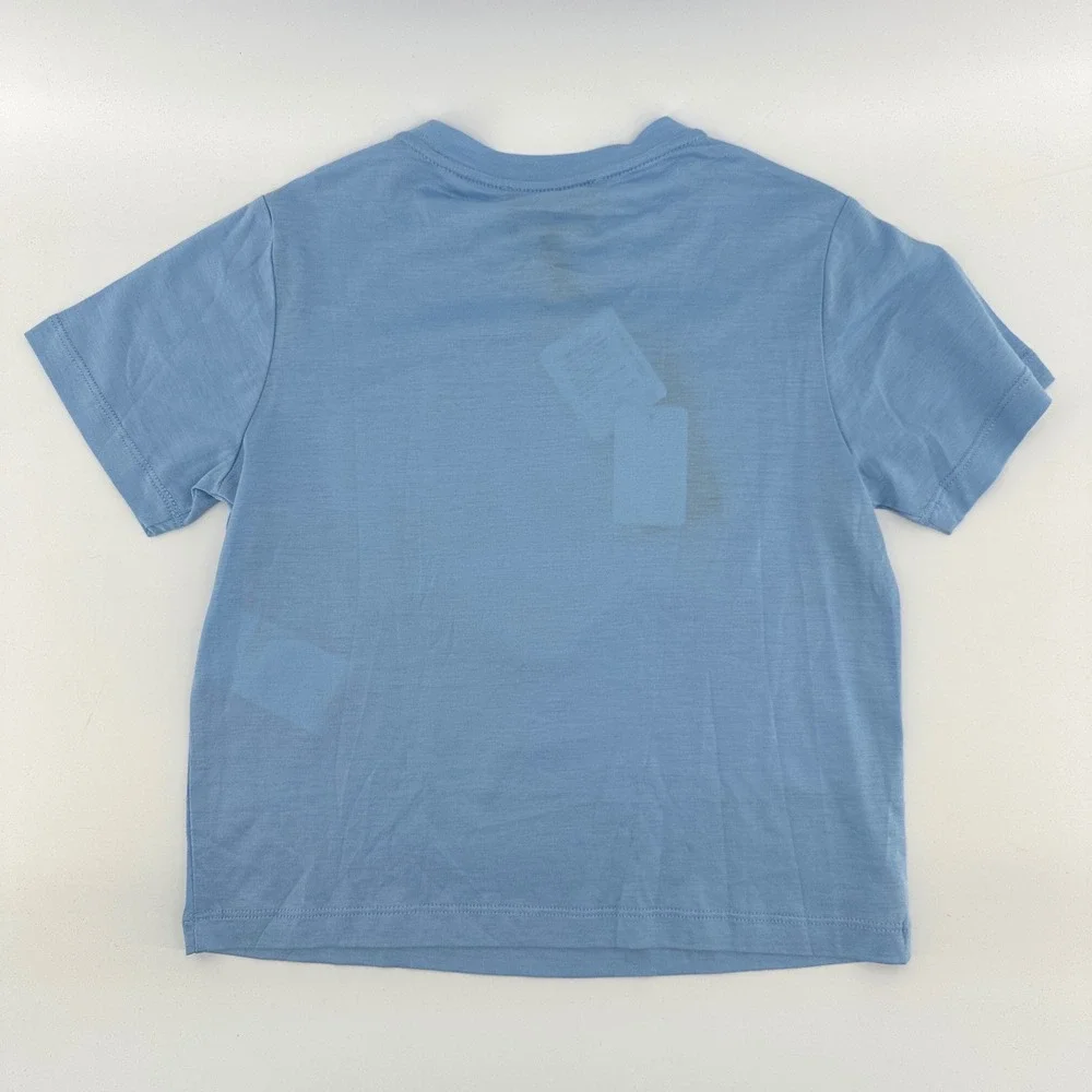 Emporio Armani Kids Light Blue Flocked Logo T-Shirt Size 4A 106cm NWT